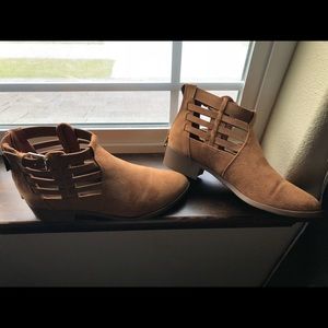 Tan false suede ankle boots